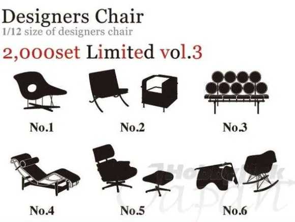 1/12 Design Interior Collection Designers Chair Limited Colors Vol.3: 1Box (6pcs)
