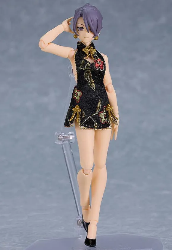figma Female Body (Mika) with Mini Skirt Chinese Dress Outfit (BLACK)