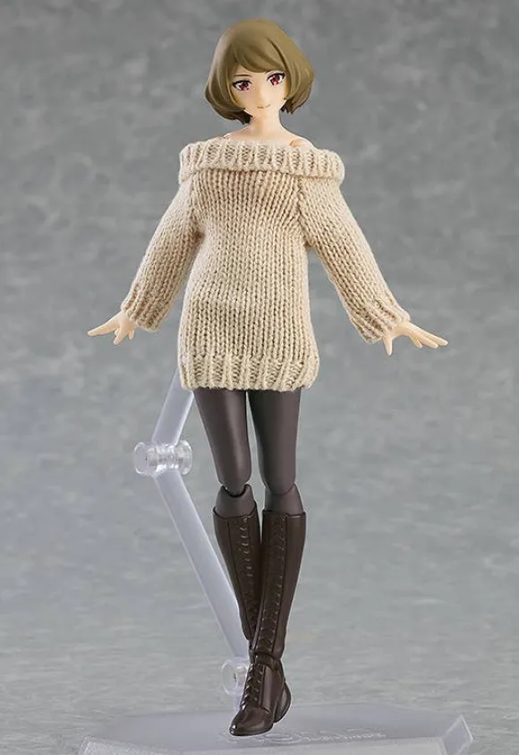 figma Styles Off-the-Shoulder Sweater Dress (Beige)