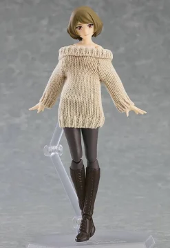 figma Styles Off-the-Shoulder Sweater Dress (Pink Beige)