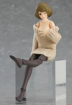 figma Styles Off-the-Shoulder Sweater Dress (Gray)