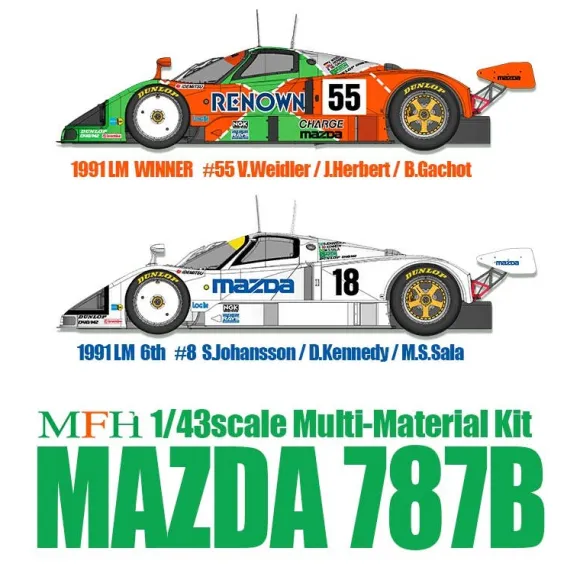 1/43 MAZDA 787B Ver.A : 1991 LM 24hours Winner #55 V.Weilder / J.Herbert / B.Gachot
